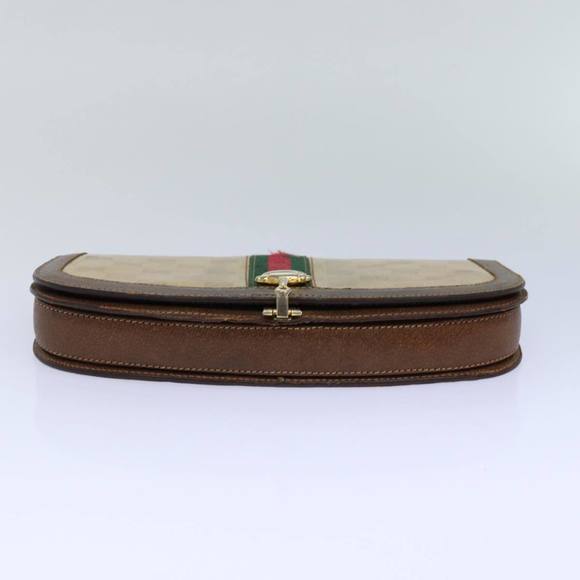 GUCCI GG Canvas Web Sherry Line Clutch Bag Beige Red Green Auth fm3664 - Picture 6 of 16